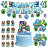 ParteeTime Kid Birthday Party Celebration Decoration Set Buzz 4 in 1 Banner Balloon Cake Cupcake Topper Majlis Hari Jadi