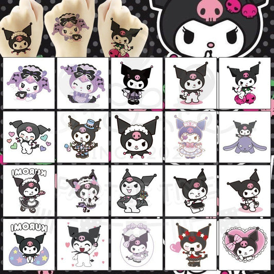 ParteeTime Kids Non-Toxic Temporary Tattoos Cute Cartoon Sanrio Kuromi Melody Cinnamoroll Body Make Up Parties Carnival