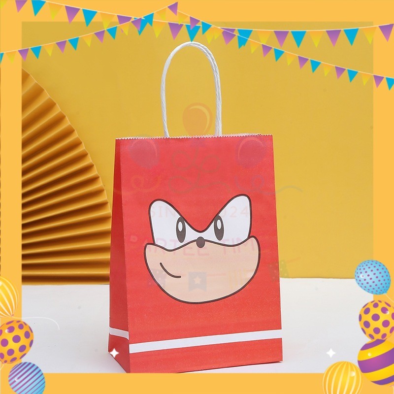 ParteeTime Birthday Kids 1pcs Sonic Party Favor Gift Bags with Handle Paper Bag Doorgift Packaging Goodies Bag