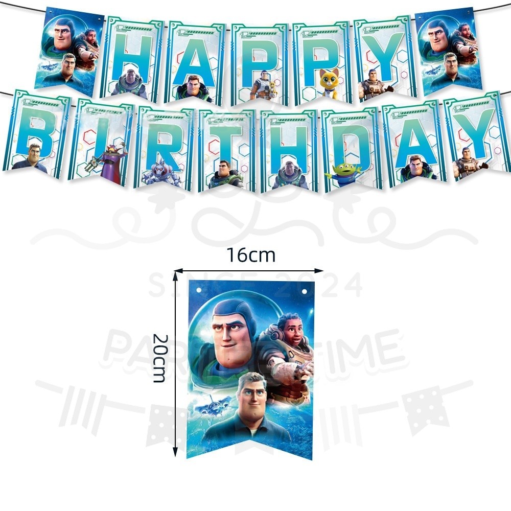 ParteeTime Kid Birthday Party Celebration Decoration Set Buzz 4 in 1 Banner Balloon Cake Cupcake Topper Majlis Hari Jadi