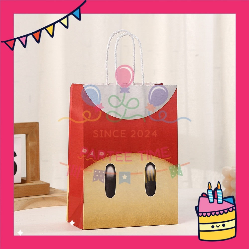 ParteeTime Birthday Kids 1pcs Mario Party Favor Gift Bags with Handle Paper Bag Doorgift Packaging Goodies Bag Gift Beg