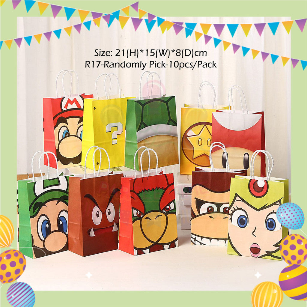 ParteeTime Kids Birthday Party Celebration Decoration Set Mario 4 in 1 Banner Cake Cupcake Topper Foil Balloon Hari Jadi
