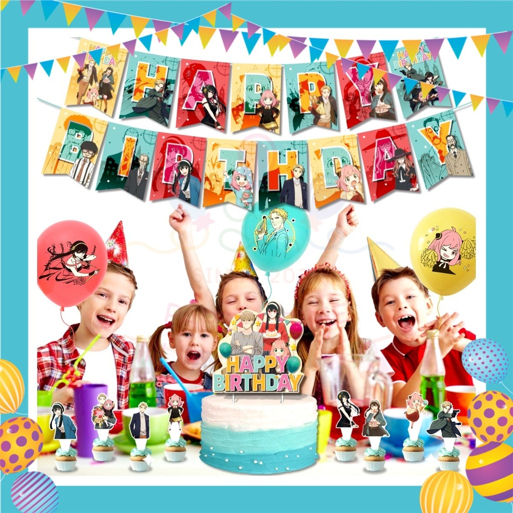 ParteeTime Kids Birthday Party Celebration Decoration Set SPY X FAMILY 4 in 1 Majlis Sambutan Hari Jadi Kanak-Kanak