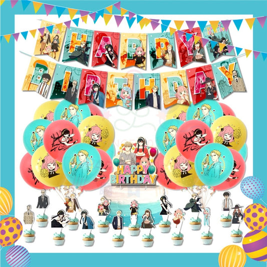 ParteeTime Kids Birthday Party Celebration Decoration Set SPY X FAMILY 4 in 1 Majlis Sambutan Hari Jadi Kanak-Kanak