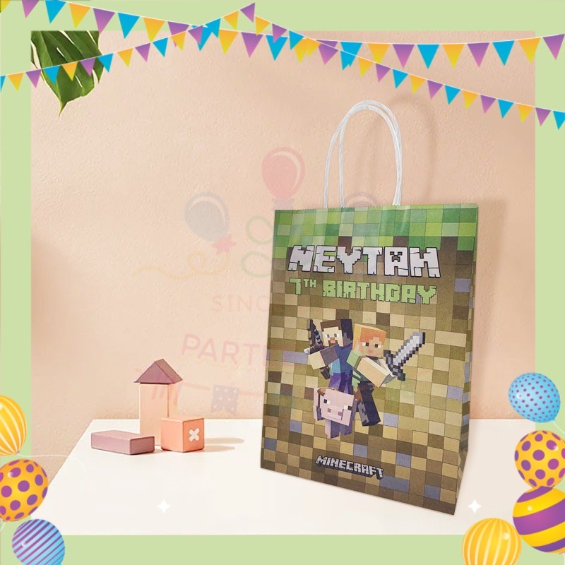 ParteeTime Birthday Kids 1pcs Mix Cartoon Party Favor Gift Bags with Handle Paper Bag Doorgift Packaging Goodies Bag