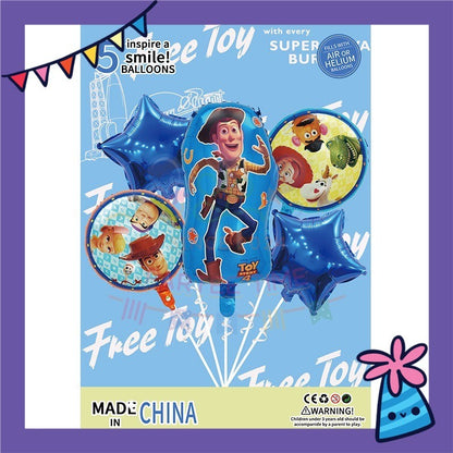 ParteeTime Kids Toy Story Woody Jessie Birthday Party Decoration 5pcs Set Foil Balloon Set Belon Hari Jadi Kanak-Kanak