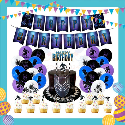 ParteeTime Kids Birthday Party Celebration Decoration Set Black Panther 4 in 1 Majlis Sambutan Hari Jadi Kanak-Kanak