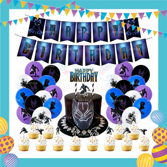 ParteeTime Kids Birthday Party Celebration Decoration Set Black Panther 4 in 1 Majlis Sambutan Hari Jadi Kanak-Kanak