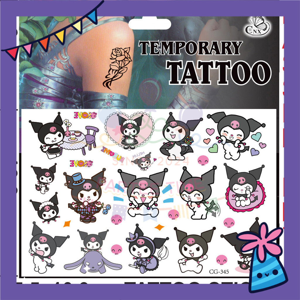 ParteeTime Kids Non-Toxic Temporary Tattoos Cartoon Tattoos Body Make Up Parties Carnival