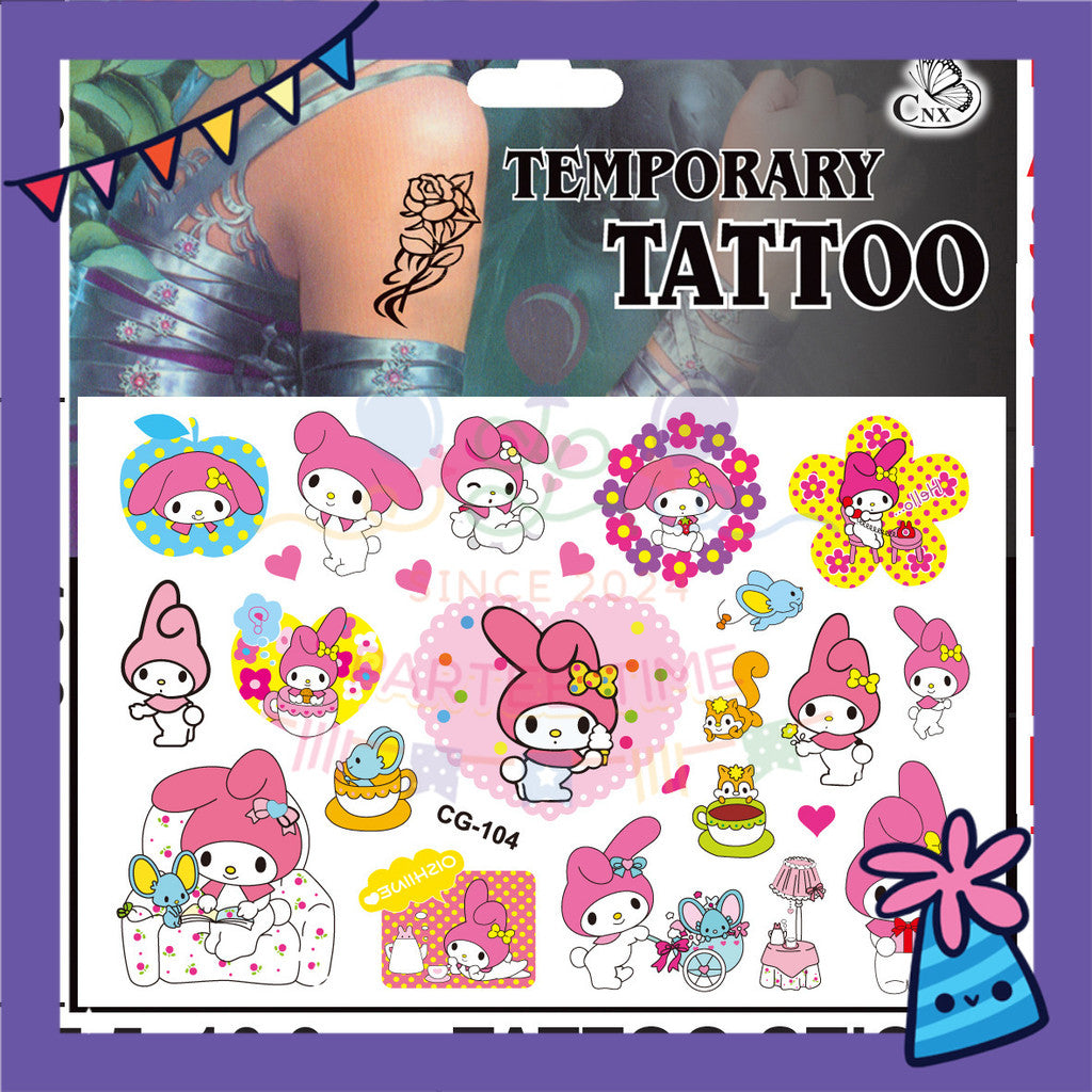 ParteeTime Kids Non-Toxic Temporary Tattoos Cartoon Tattoos Body Make Up Parties Carnival