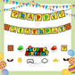 ParteeTime Kids Birthday Party Celebration Decoration Set Mario 4 in 1 Banner Cake Cupcake Topper Foil Balloon Hari Jadi