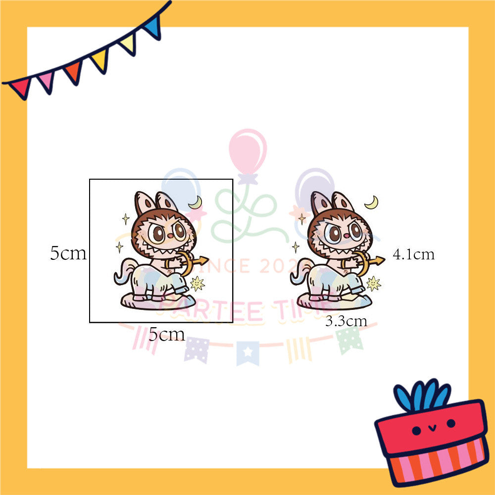 ParteeTime Kids Non-Toxic Temporary Tattoos Labubu Cartoon Body Make Up Parties Carnival