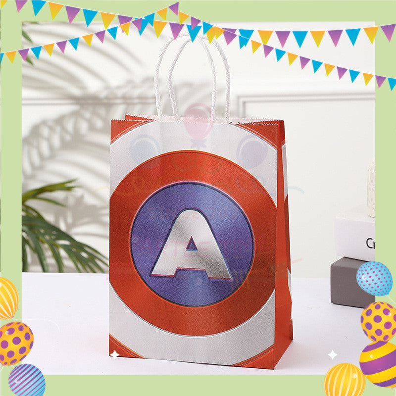ParteeTime Birthday Kids 1pcs Mix Cartoon Party Favor Gift Bags with Handle Paper Bag Doorgift Packaging Goodies Bag