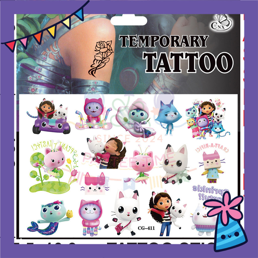 ParteeTime Kids Non-Toxic Temporary Tattoos Cartoon Tattoos Body Make Up Parties Carnival