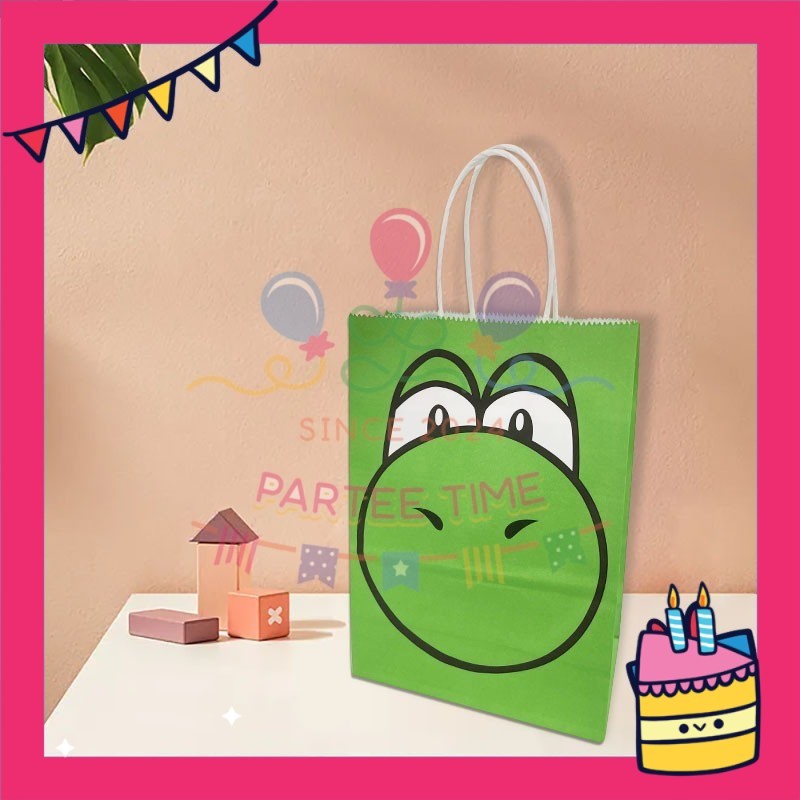 ParteeTime Birthday Kids 1pcs Mario Party Favor Gift Bags with Handle Paper Bag Doorgift Packaging Goodies Bag Gift Beg