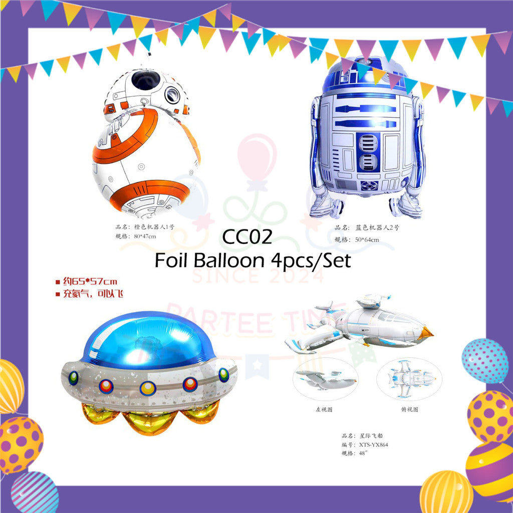 ParteeTime Kids Birthday Party Celebration Decoration Set Star War 4 in 1 Banner Balloon Cake Cupcake Topper
