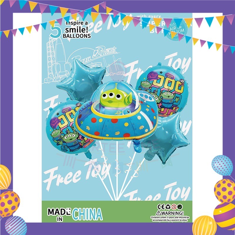 ParteeTime Kid Birthday Party Celebration Decoration Set Buzz 4 in 1 Banner Balloon Cake Cupcake Topper Majlis Hari Jadi