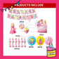 ParteeTime Kids Birthday Party Celebration Decoration Set Princess Peach 4 in 1 Majlis Sambutan Hari Jadi Kanak-Kanak