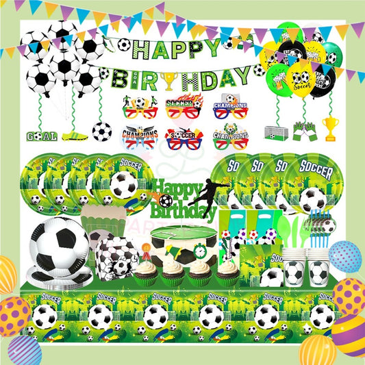 ParteeTime Kids Football Birthday Theme Decorations Kids Birthday Balloon Banner Set Budak Hari Jadi Bola Sepak Hiasan
