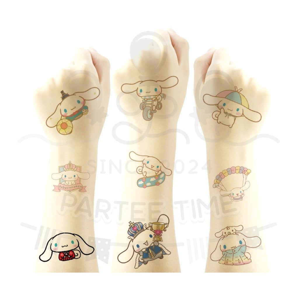 ParteeTime Kids Non-Toxic Temporary Tattoos Cute Cartoon Sanrio Kuromi Melody Cinnamoroll Body Make Up Parties Carnival
