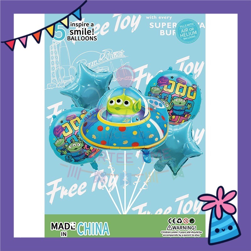 ParteeTime Kids Toy Story Woody Jessie Birthday Party Decoration 5pcs Set Foil Balloon Set Belon Hari Jadi Kanak-Kanak