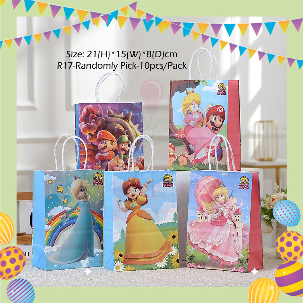 ParteeTime Kids Birthday Party Celebration Decoration Set Mario 4 in 1 Banner Cake Cupcake Topper Foil Balloon Hari Jadi