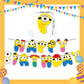 ParteeTime Kids Birthday Party Celebration Decoration Set Minion 4 in 1 Banner Balloon Cake Cupcake Topper Paper Bag