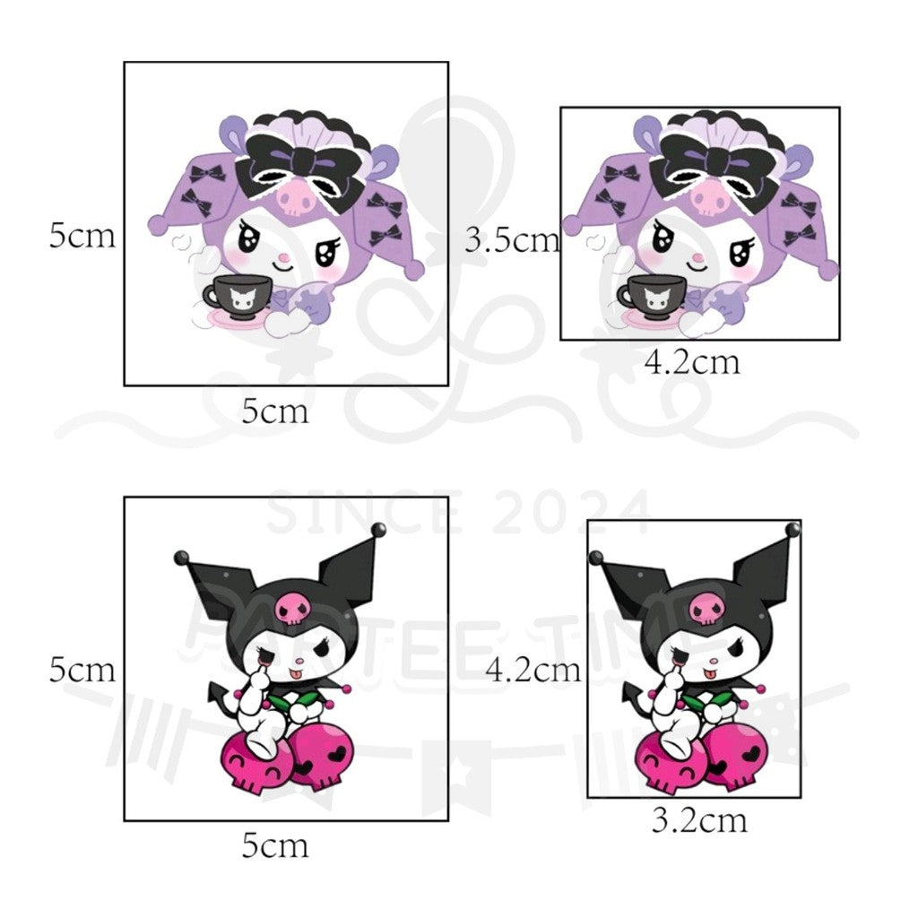 ParteeTime Kids Non-Toxic Temporary Tattoos Cute Cartoon Sanrio Kuromi Melody Cinnamoroll Body Make Up Parties Carnival