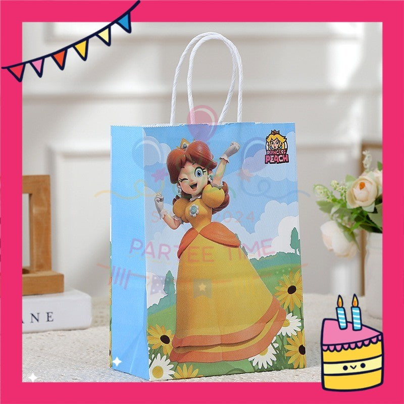ParteeTime Birthday Kids 1pcs Mario Party Favor Gift Bags with Handle Paper Bag Doorgift Packaging Goodies Bag Gift Beg