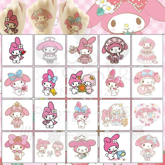 ParteeTime Kids Non-Toxic Temporary Tattoos Cute Cartoon Sanrio Kuromi Melody Cinnamoroll Body Make Up Parties Carnival