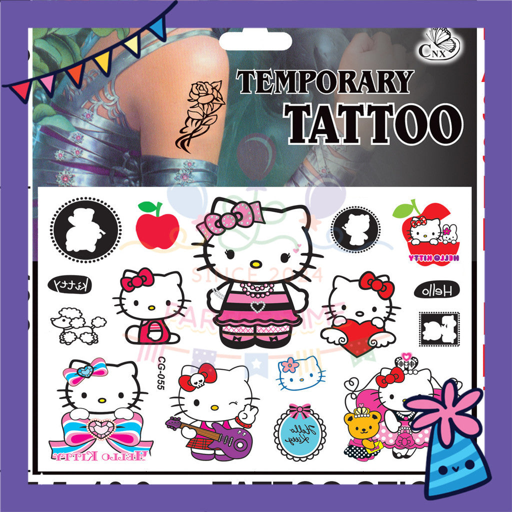 ParteeTime Kids Non-Toxic Temporary Tattoos Cartoon Tattoos Body Make Up Parties Carnival