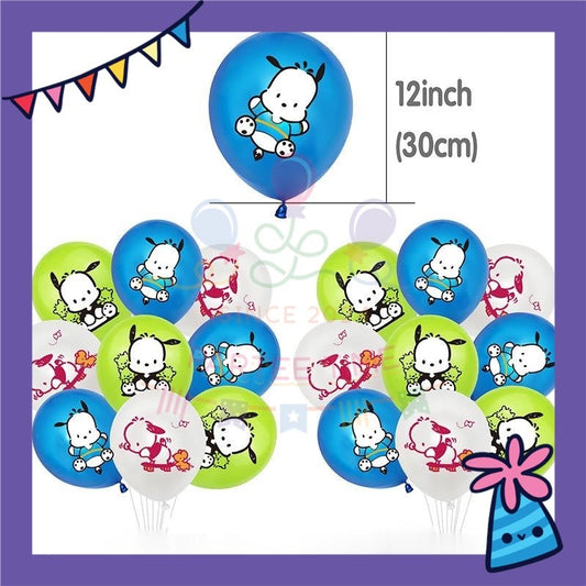 ParteeTime Kids Birthday Party Celebration Decoration Set Pochacho 4 in 1 Banner Balloon Cake Cupcake Topper Hari Jadi