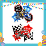 ParteeTime Kids Motor Racing Birthday Party Decoration 5pcs Set Foil Balloon Set Belon Sambutan Parti Hari Jadi  Kanak