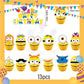 ParteeTime Kids Birthday Party Celebration Decoration Set Minion 4 in 1 Banner Balloon Cake Cupcake Topper Paper Bag