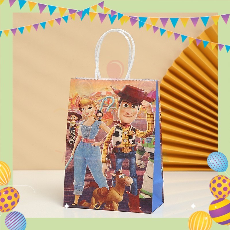 ParteeTime Birthday Kids 1pcs Mix Cartoon Party Favor Gift Bags with Handle Paper Bag Doorgift Packaging Goodies Bag