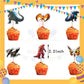 ParteeTime Kids Birthday Party Celebration Decoration Set Godzilla 4 in 1 Banner Balloon Cake Cupcake Topper
