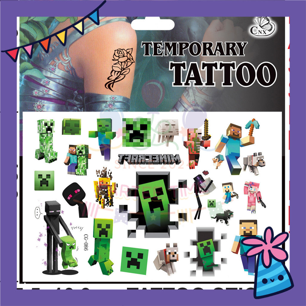 ParteeTime Kids Non-Toxic Temporary Tattoos Cartoon Tattoos Body Make Up Parties Carnival