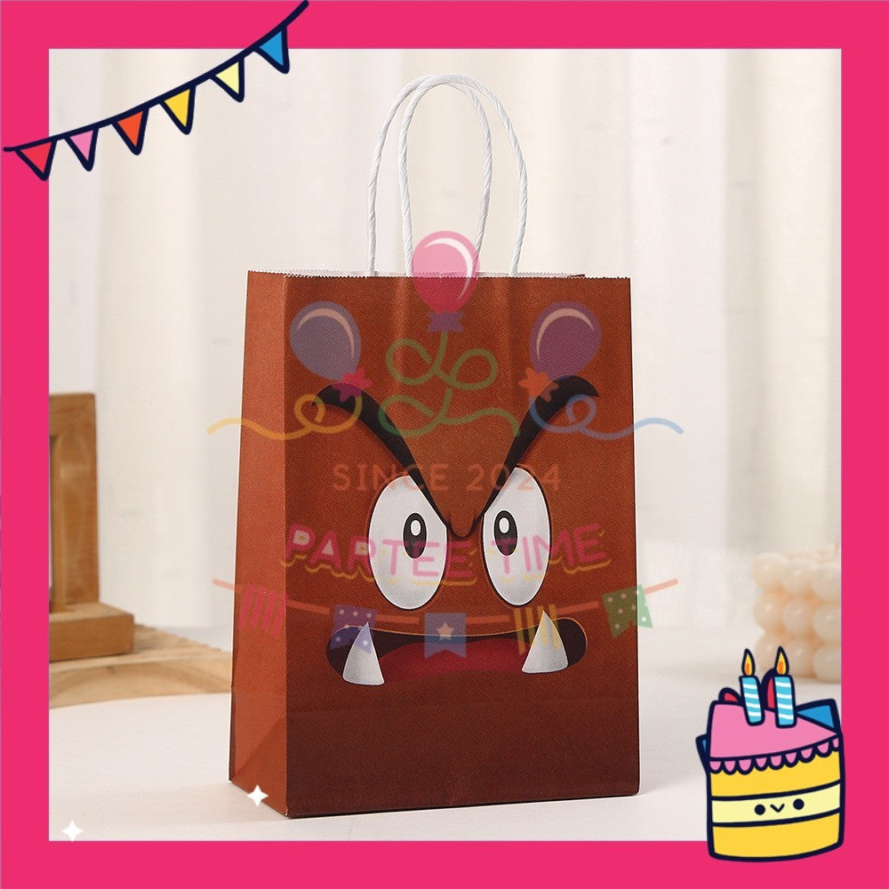 ParteeTime Birthday Kids 1pcs Mario Party Favor Gift Bags with Handle Paper Bag Doorgift Packaging Goodies Bag Gift Beg