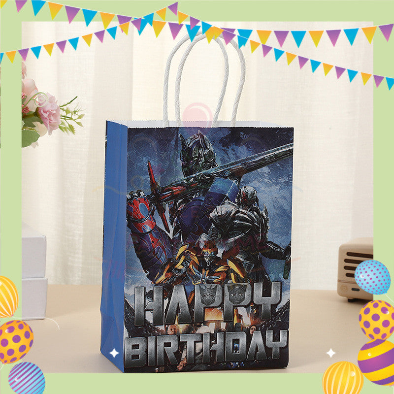 ParteeTime Birthday Kids 1pcs Mix Cartoon Party Favor Gift Bags with Handle Paper Bag Doorgift Packaging Goodies Bag
