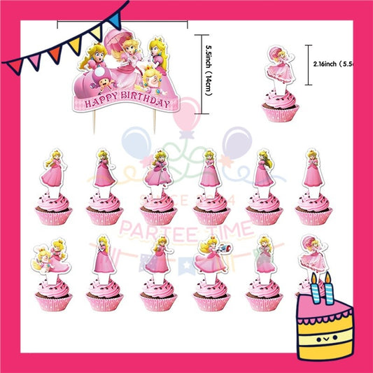 ParteeTime Kids Birthday Party Celebration Decoration Set Princess Peach 4 in 1 Majlis Sambutan Hari Jadi Kanak-Kanak