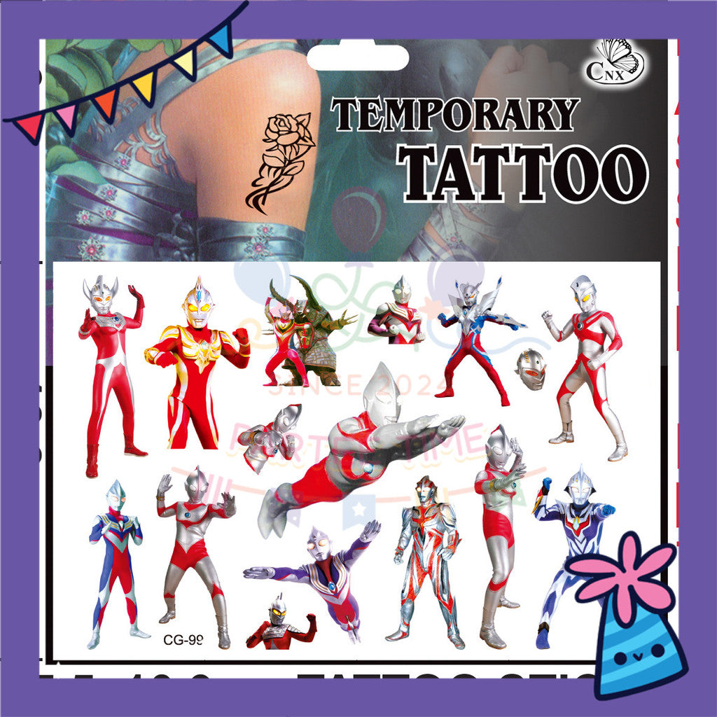 ParteeTime Kids Non-Toxic Temporary Tattoos Cartoon Tattoos Body Make Up Parties Carnival