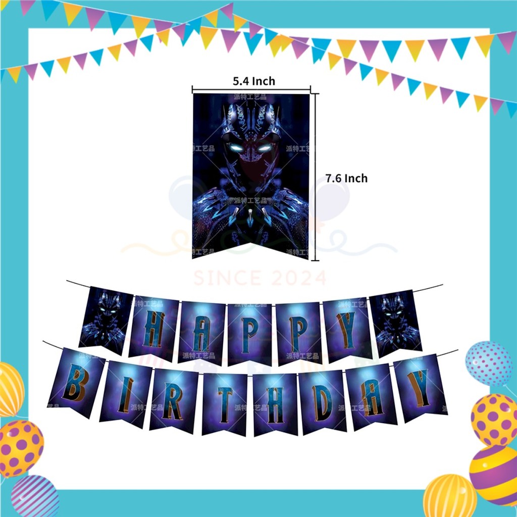 ParteeTime Kids Birthday Party Celebration Decoration Set Black Panther 4 in 1 Majlis Sambutan Hari Jadi Kanak-Kanak