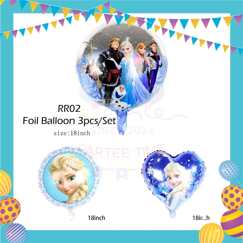 ParteeTime Kids Birthday Party Celebration Decoration Set Princess Anna Elsa 4 in 1 Majlis Sambutan Hari Jadi Kanak
