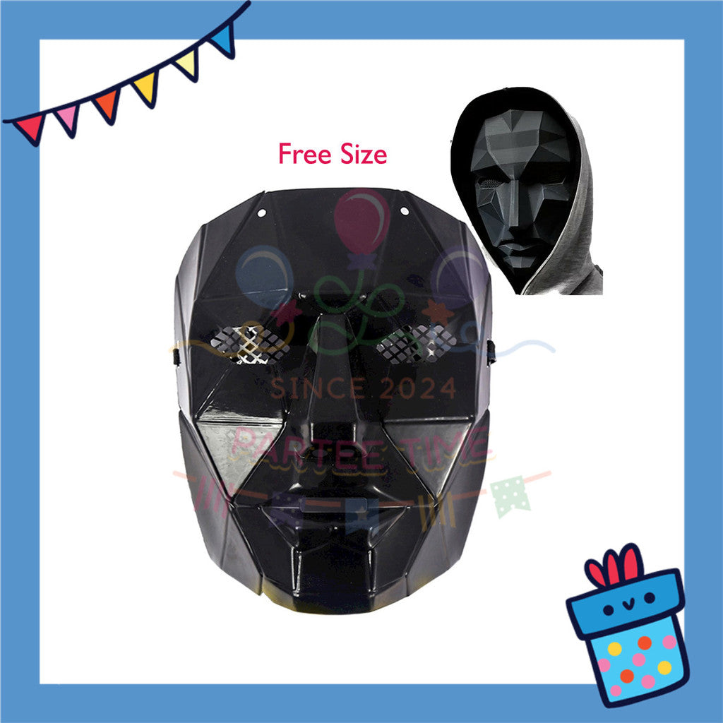 ParteeTime Kids Adult Costume Cosplay Jumpsuit Square Round Triangle Mask Full Halloween Baju Kostume Kanak-Kanak