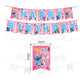 ParteeTime Kids Stitch Theme Decorations Kids Birthday Party Balloon Banners Hang Swirls Backdrop Tablecloth Cake Topper