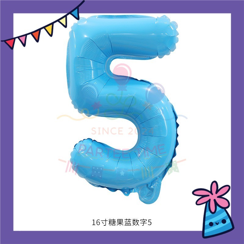 ParteeTime Blue Digital Foil Ballon 16 Inch 0 Number Balloon Birthday Party Foil Balloons Vibrant Shiny Decorations