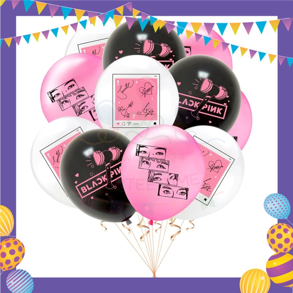 ParteeTime Kids Birthday Party Celebration Decoration Set Black Pink 4 in 1 Hiasan Majlis Sambutan Hari Jadi Kanak-Kanak
