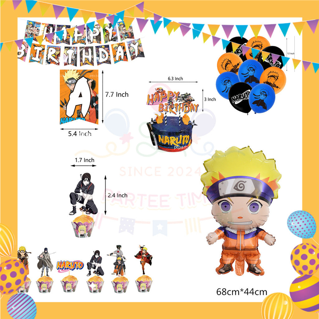 ParteeTime Kids Birthday Party Celebration Decoration Set Naruto 4 in 1 Majlis Sambutan Hari Jadi Kanak-Kanak