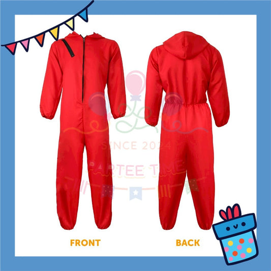 ParteeTime Kids Adult Costume Cosplay Jumpsuit Square Round Triangle Mask Full Halloween Baju Kostume Kanak-Kanak