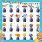 ParteeTime Astronaut Birthday Theme Decorations Kids Birthday Balloon Banner Hang Swirl Backdrop Tablecloth Cake Topper